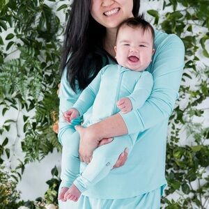 Kyte Womens 2-Piece Pajama Set Jogger Pants Shirt Long Sleeve Blue Bamboo